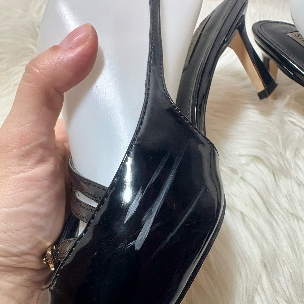 STEVE MADDEN Liana Black Patent Slingback Heels - Picture 10 of 11